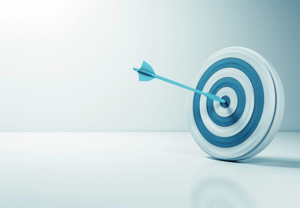 3d rendering arrow hitting target